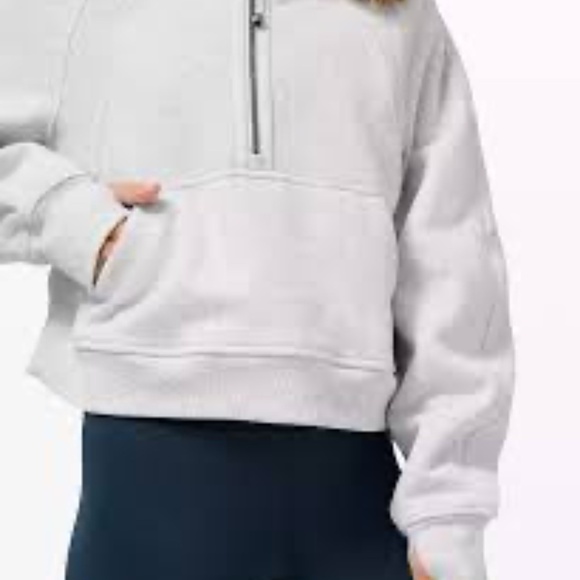 Lululemon Scuba Oversized 1/2 Zip Hoodie Heathered Core Ultra Light Grey - Picture 4 of 14